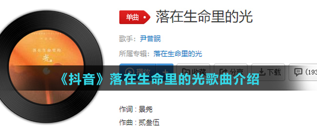 《抖音》落在生命里的光歌曲介绍