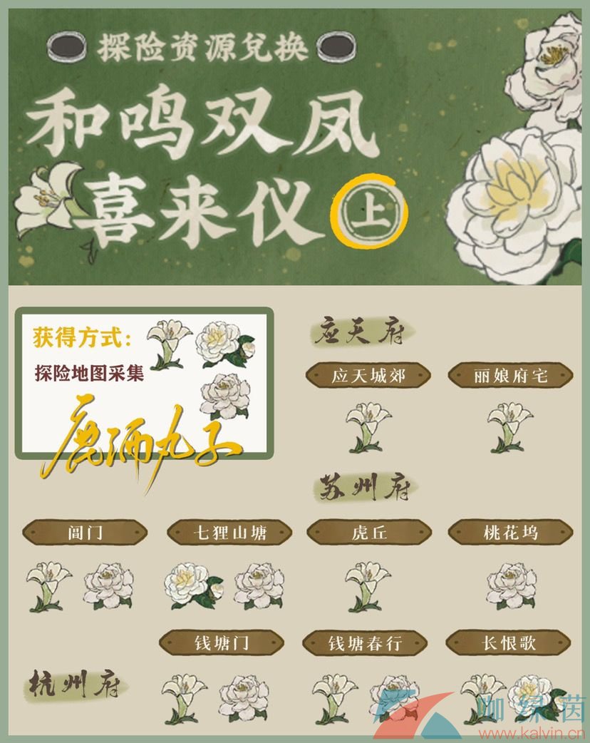 《江南百景图》和鸣双凤喜来仪山茶花采集位置