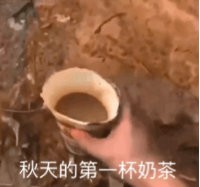 《抖音》秋天的第一杯奶茶梗图表情包分享